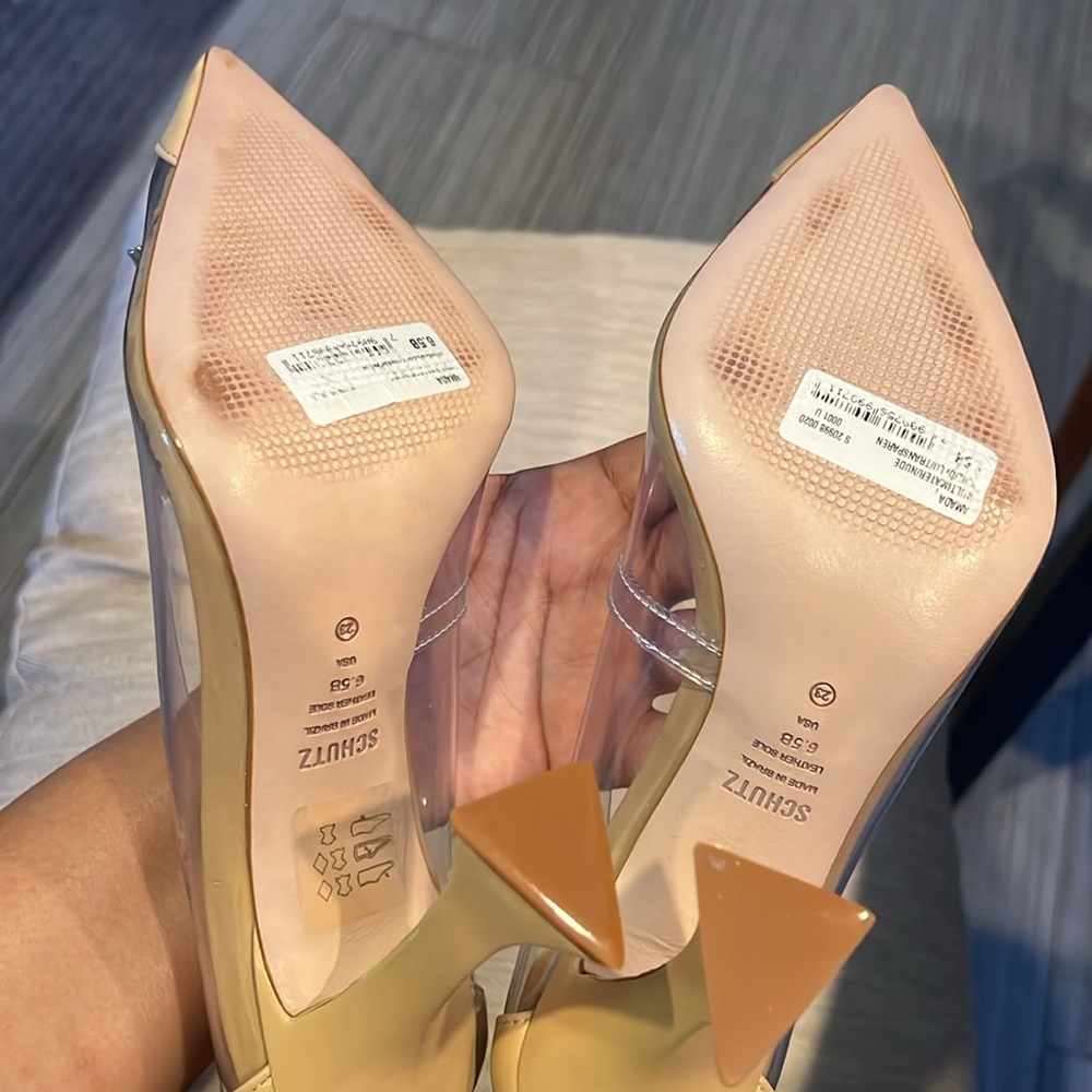 Schutz heels clear and tan with crystal decor nwot/box size 6.5b - Picture 4 of 4